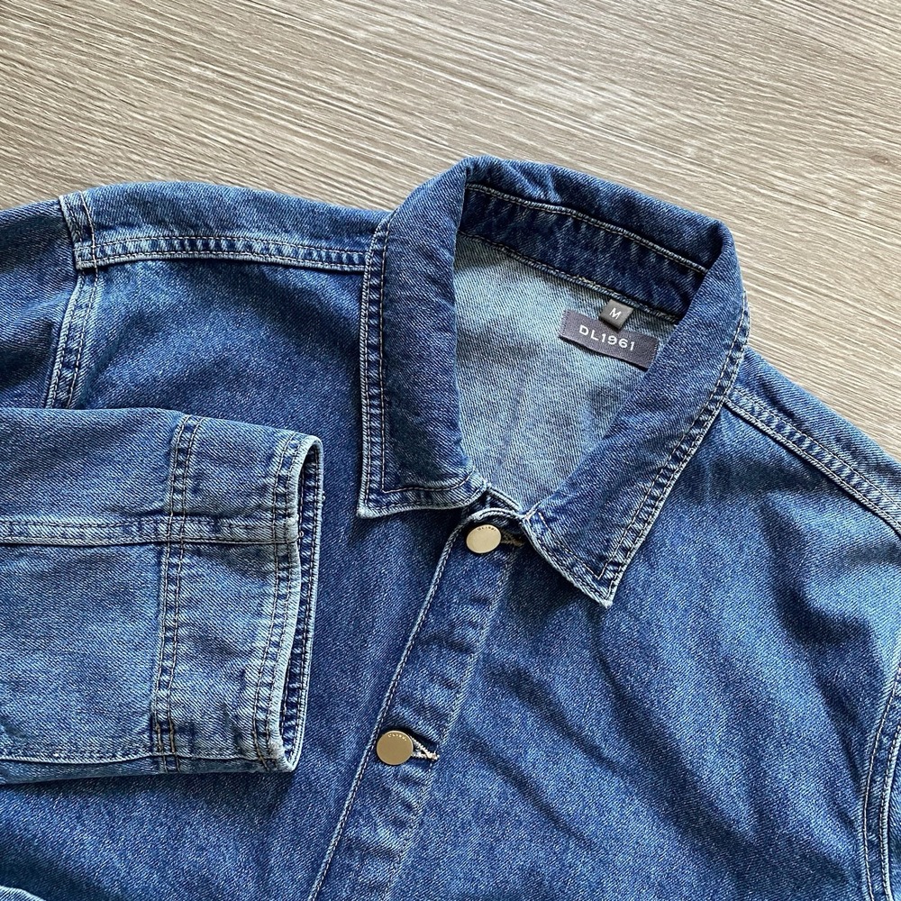 DL1961 Denim Tilda Shirt Jacket Women's M Dark Canal Blue 100% Cotton Chore Coat